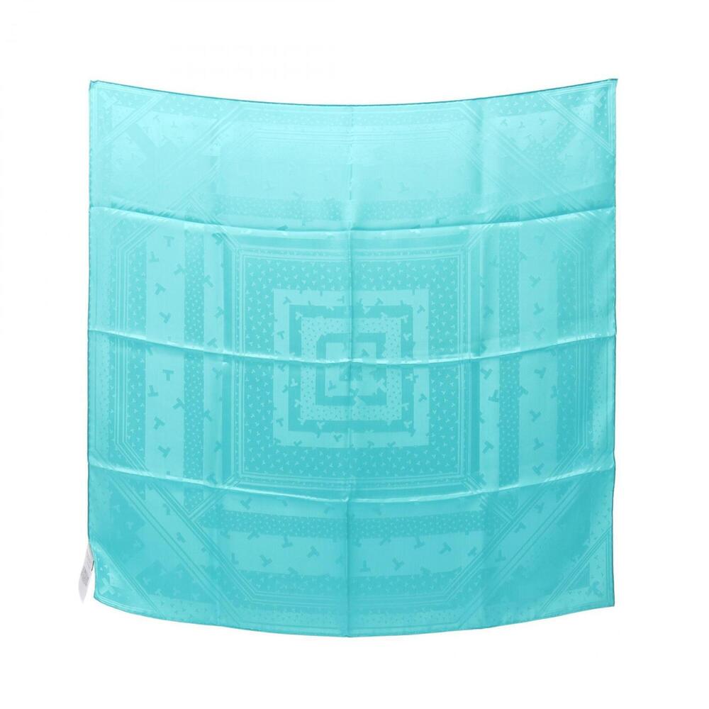 Tiffany & Co. Dancing T Blue Scarf/Muffler Silk Women's